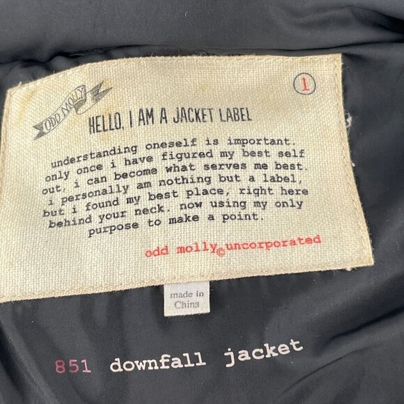 Odd Molly Black Downfall Quilted Winter Puffer Jacket Two Way Zip 851 Small - Picture 9 of 13